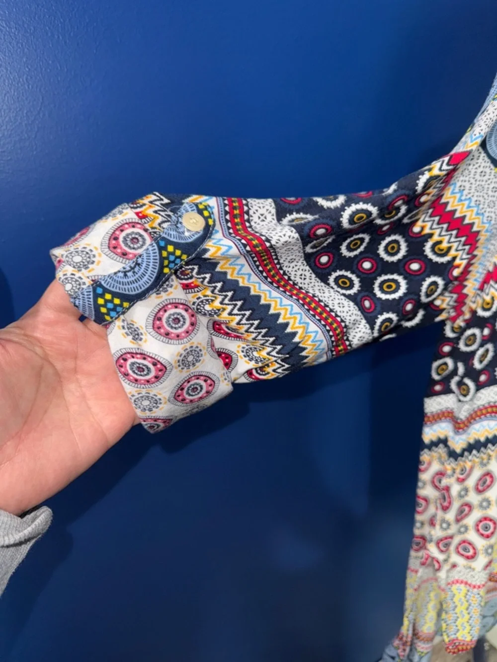 Peck & Peck- Western Boho Print High Low Blouse Size L - Picture 8 of 14